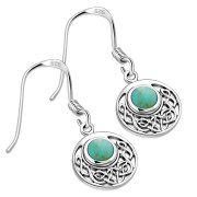 Turquoise Round Celtic Knot Silver Earrings 